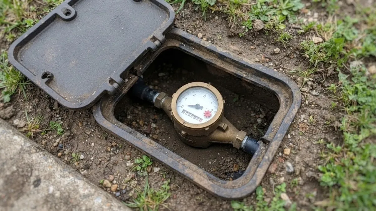 Water meter register and low-flow indicator used to check a home for a leak